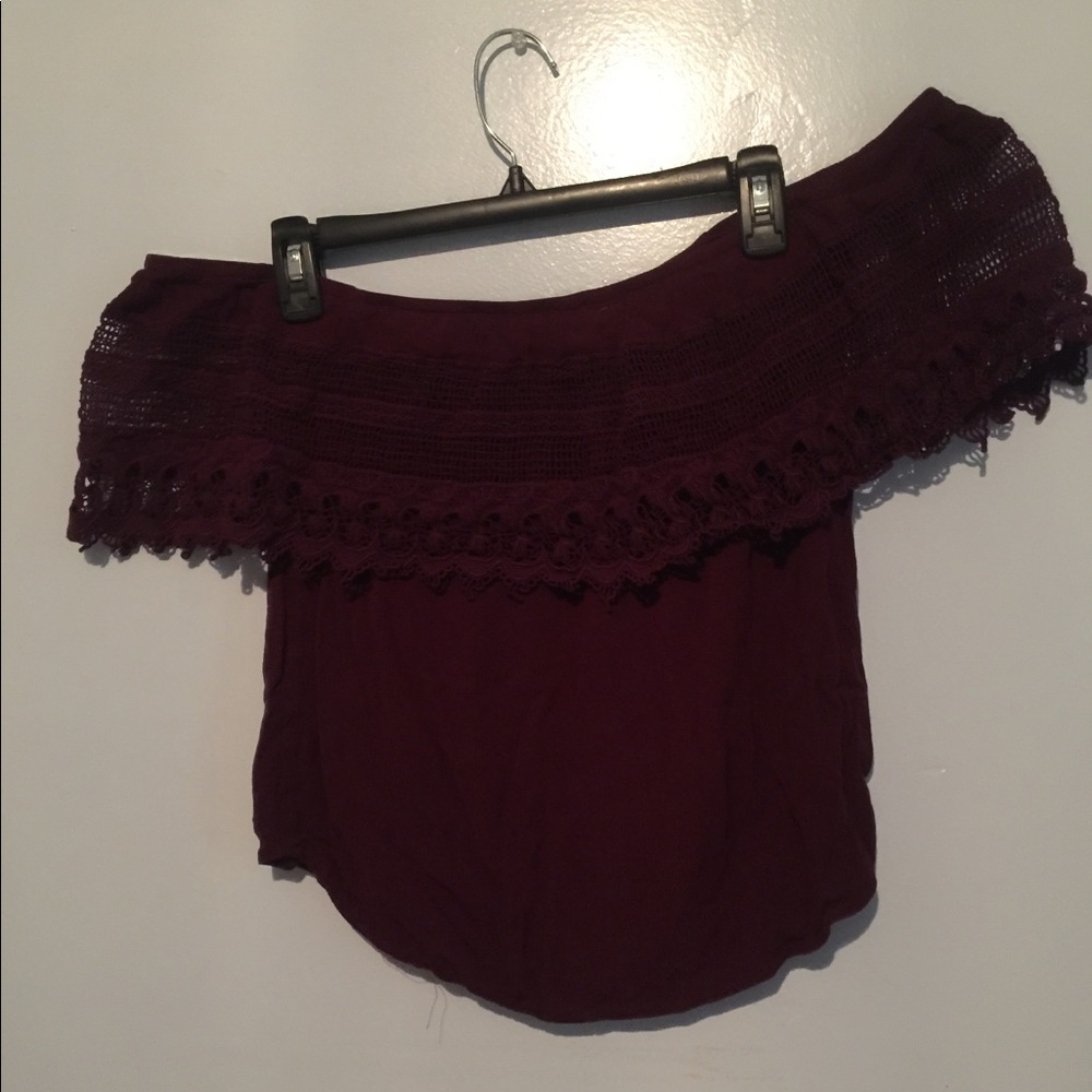 Lacy Maroon off the shoulder top